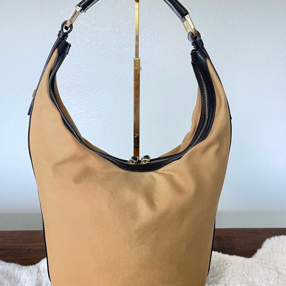 Gucci Tan and Black Hobo Bag